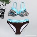 Rambling Lovely Women's Print Sling Bikini Swimsuit,Padded Push-up Bra Bikini Set Swimwear Beachwear L